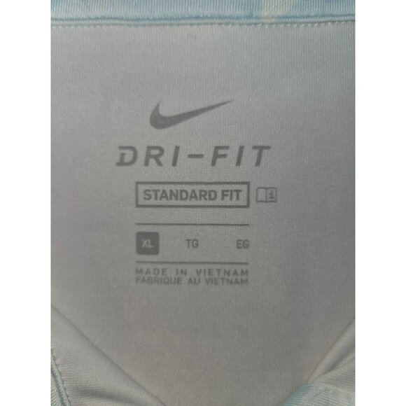 Nike Dri-Fit Womens Blue Leaf Print Golf Polo XL Activewear Sleeveless - Picture 6 of 8